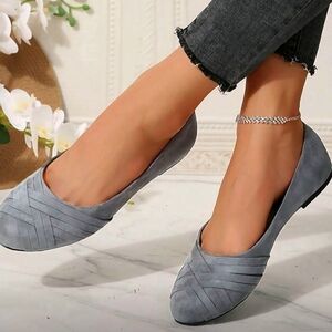 Women's Grey Weave Pattern Ballet Flats